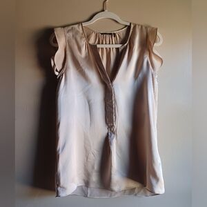 Massimo Dutti Tan Sleeveless Relaxed Blouse